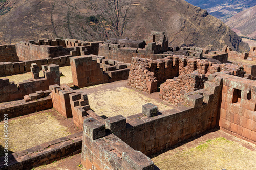 Ruins of the Temple of the Sun at Pisac in the Sacred Valley. Peru.