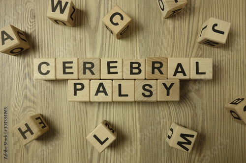 Text cerebral palsy from wooden blocks