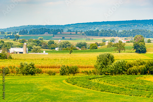 Amish country farm barn field agriculture in Lancaster, PA US