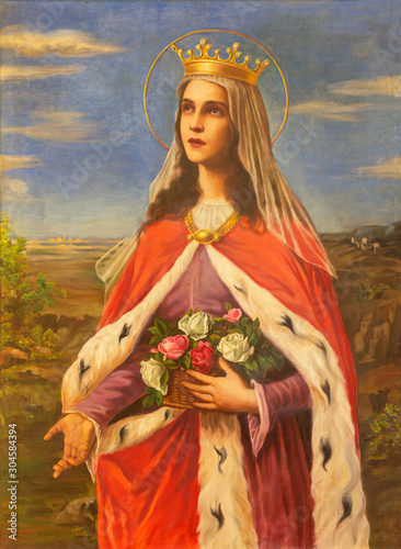 REGGIO EMILIA, ITALY - APRIL 12, 2018: The painting of St. Elizabeth of Hungary in church Chiesa dei Cappuchini by Marin Janchini (1924).