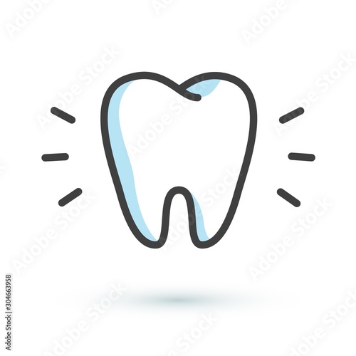 Flat tooth icon. Dental treatment symbol. Dentist logotype template