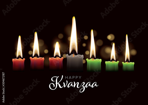 Happy kwanzaa card template with seven candles