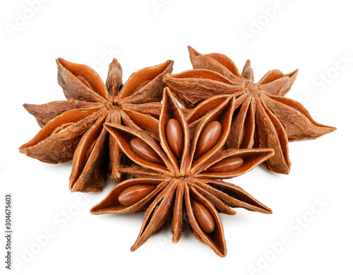 Star anise spice isolated on white background