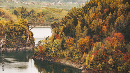 Lago di Santa Giustina and bridge, Trento, Italy