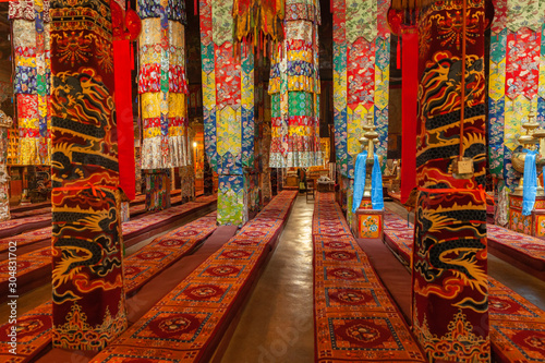 Interior of the main hall in Drepung Monastery near Lhasa, Tibet