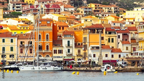 LA MADDALENA, ITALY - SEPTEMBER 18, 2019: Coast line from the sea