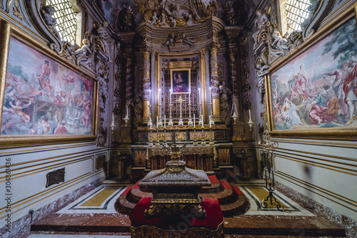 Side altar in Cathedral of St Mary Announcement in Acireale city on Sicily Island, Italy