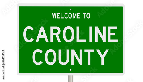 Rendering of a green 3d highway sign for Caroline County