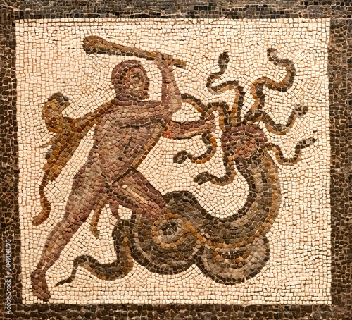 hercules fighting with a moster