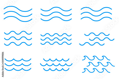 線による波のアイコンセット 