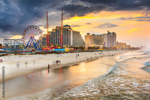 Daytona Beach, Florida, USA beachfront skyline.