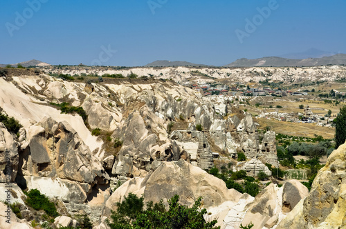 Natural rock formations in Cappadocia near Goreme, Turkey.