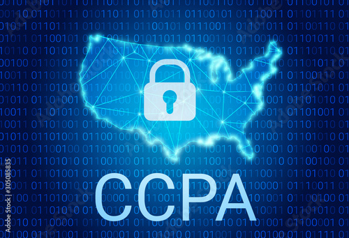 CCPA - California Consumer Privacy Act. vector background. Consumer protection for residents of California, United States. USA data security.