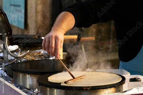 crepe maker in a street