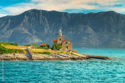 Spectacular lighthouse on the rocky seashore, Sucuraj, Hvar island, Croatia