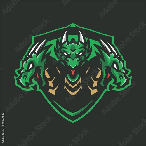 dragon hydra mascot head logo