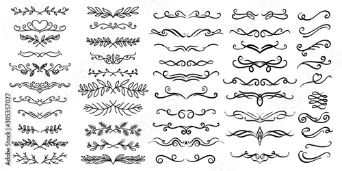 Ornamental curls, swirls divider and filigree ornaments vector design collection for wedding and calligraphy decoration.gree ornaments vector illustration set