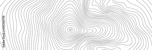 The stylized height of the topographic contour in lines. The concept of a conditional geography scheme and the terrain path. Black & White. Ultra wide size. Vector illustration.