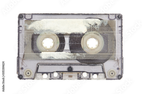 Old audio tape compact cassette isolated