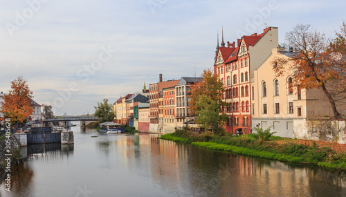 Opole - Panorama of Opole Venice seen from other side of Mlynowka channel ( Odra branch)