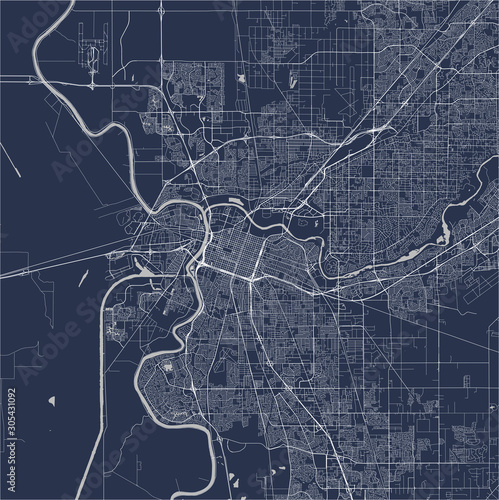 map of the city of Sacramento, USA