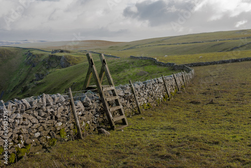 Wooden leadder pass in the Peak District National Park, England.