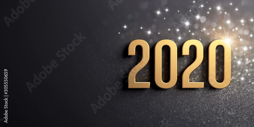 New Year gold date 2020 for Greeting card
