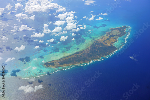 Aerial view of the Caribbean island of Anegada in the British Virgin Islands