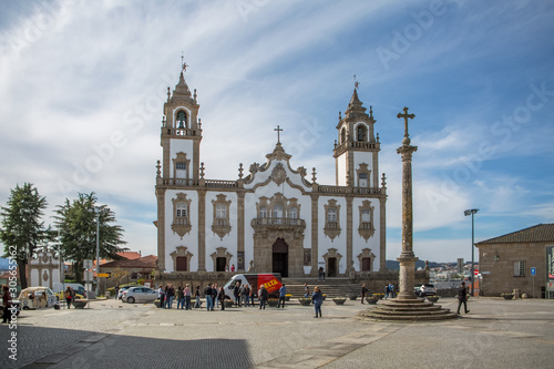 View at the front facade of Church of Mercy, baroque style monument, architectural icon of the city of Viseu, in Portugal