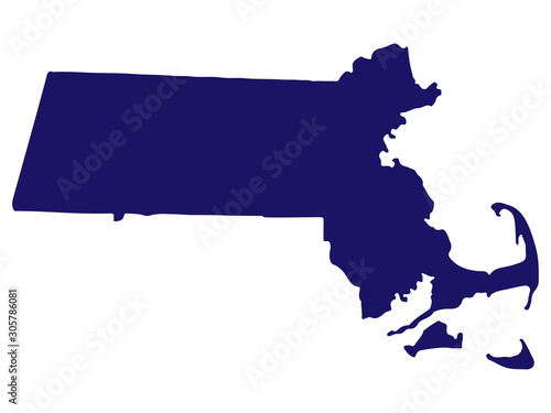 Map silhouette of the U.S. state of Massachusetts Vector