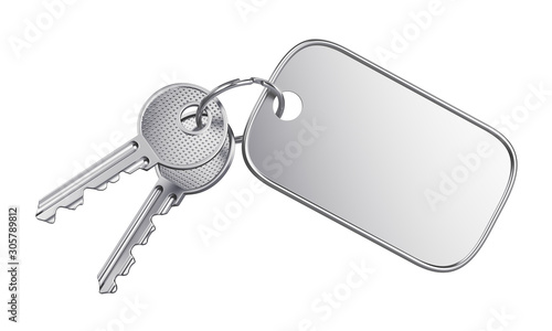 Empty label keyring isolated on white background