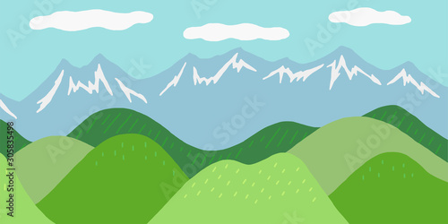 緑の山と高山