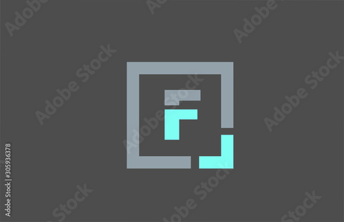 grey letter F alphabet logo design icon for business