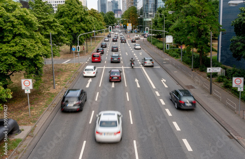 city traffic in frankfurt am main, germany 