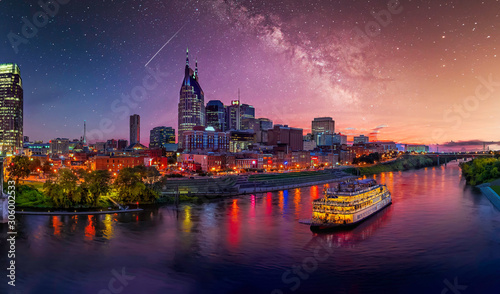Nashville Skyline with Milky Way Galaxy