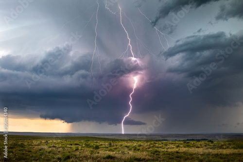 Lightning strike from a summer thunderstorm