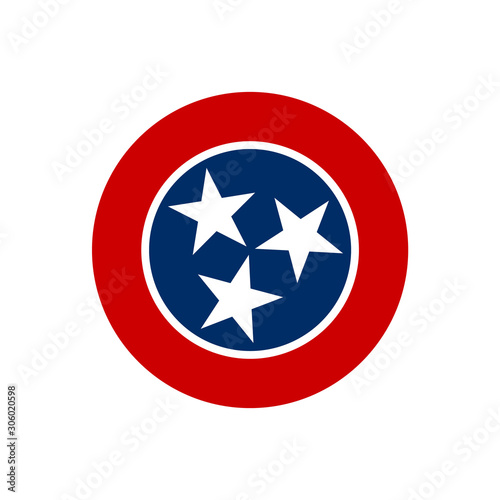 Three Star Icon Tennessee Symbol Nation Circle in Red and Blue Vector