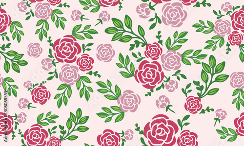 Seamless floral pattern with rose flower background.