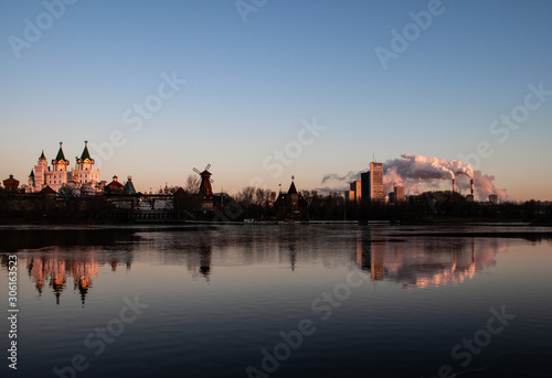 Smoke from the pipes of the industrial district of Moscow