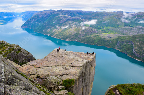 Prekestolen or Pulpit Rock and Lysefjord Landscape. Norway.