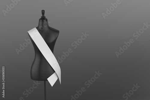 Blank sash template for event. 3d render illustration.