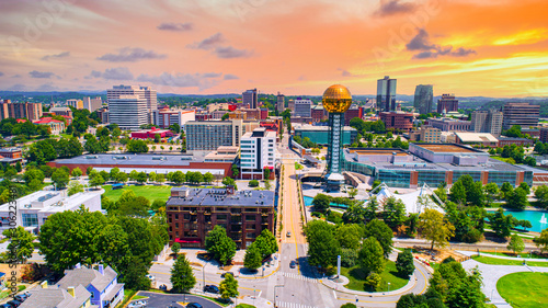 Knoxville, Tennessee, TN Downtown Drone Skyline Aerial
