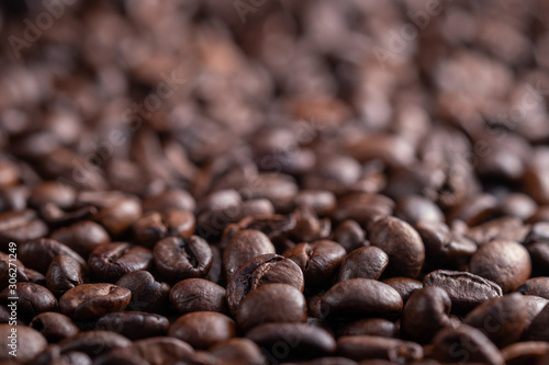 Coffee beans close-up. Selective focus.