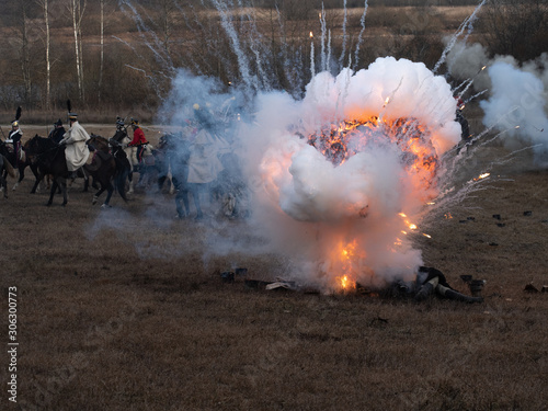 a real thermite explosion in an open area people in the background