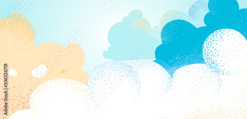 Light blue cloudy summer sky background - Vector