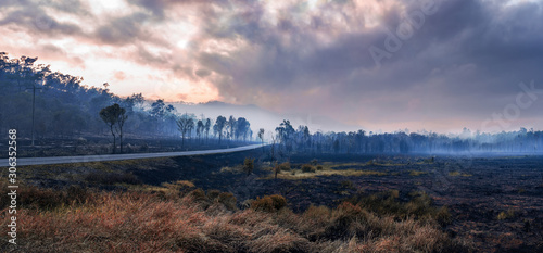 Bushfire on Mulligan Highway in November 2019 near The Southedge Dam, also known as the Lake Mitchell Dam, Mareeba Shire, Far North Queensland. - Landscape Photography.