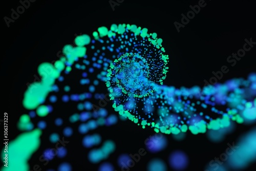 DNA helix spheres on dark background. 3d illustration.