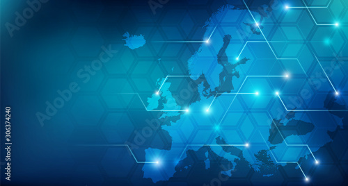 Connected European map concept – European Union, trade, digitalization, future