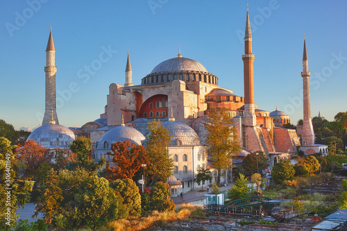 View to Hagia Sofia, beautiful historic landmark in Sultanahmet, Istanbul