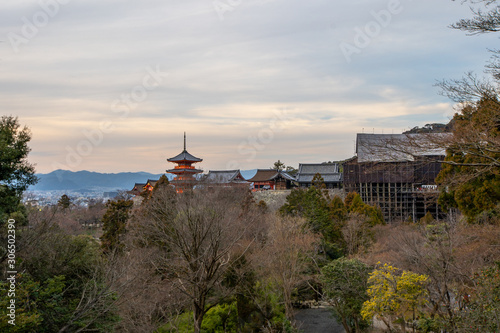 Kiyomizu-dera is a famous temple that is currently under construction.